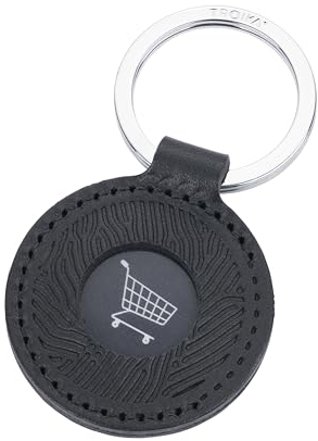 TROIKA Porte-clés jeton de caddie COIN ADVENTURE cuir italien véritable de haute qualité - ouverture latérale pour retirer le jeton - handmade in Italie - cuir - noir Original