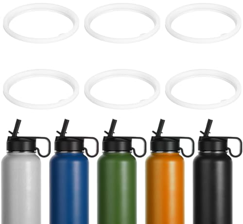 6 Stück Wasserflasche Dichtung Ersatz für 16oz 24oz 32oz 40oz Wasserflasche mit Strohhalmdeckel, Silikon O-Ring-Dichtungskappen Zubehör (Nicht für Ausgießerdeckel und Chug-Deckel)