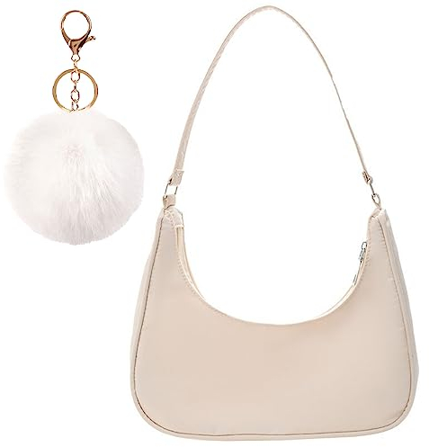 Umhängetasche Damen Handtasche, Umhängetasche Tasche, y2k Shoulder Bag, 90er Jahre Umhängetasche Damen, Handtasche Vintage für Frauen Dating Reisen Party Einkaufe (Beige-4)