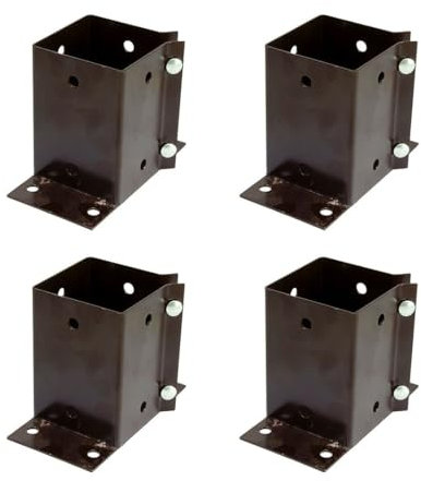 4 x Fence Post Holder 75mm posts Support Flush Fit Shoe Anchor Clamp Grip Brown for 75mm x 75mm posts (3) Eliza Tinsley Swiftpost, Pack of 4