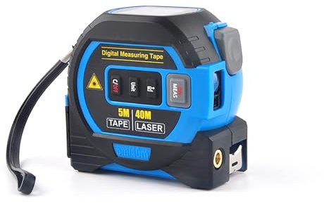 Miangerrn Laser-Entfernungsmesser: 3-in-1-Werkzeug mit Laser, Kreuzlinien- und 5-m-Bandmaß, Entfernung von 0-40 m, Berechnung von Fläche, Volumen, Trigonometrie und mehr (blau)