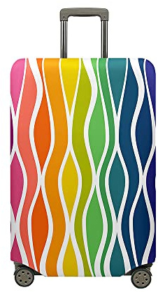 Highdi Funda para Maletas, Funda Maleta 18-32 Pulgadas, Degradado Arco Iris Anti-Polvo Cubierta de Equipaje, Lavable Anti-Rasguños Funda Protectora Maletas (Onda,S(18-21pulgadas))