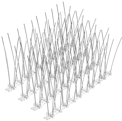 Vogelabwehr Spikes Edelstahl 1M 4 Stück Taubenspikes Taubenabwehr Spikes Rostfreie Taubenschreck Vogelspikes mit 8 Kunststoff Kabelbindern Vogelschutz Spikes für Balkon Dach Garten Fenster