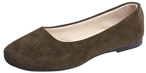 Slip on Schuhe Damen Ballerina Damen Schwarz Frauen solide große Größe rutscht auf flachen flachen Komfort beiläufige einzelne Schuhe Ballerinas Damen Größe 43 Schuhe Für Dirndl Damen (Army Green, 38)