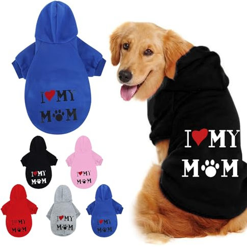 ZYPAINIY Basic Hundejacke Hunde Kapuzenpullover weicher und Warmer Hunde Kapuzenpullover mit Loch für die Leine und Tasche Wintermantel für Kaltes Wetter Kleidung für XS-9XL Hunde