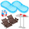 WESIEVYA 2 Sets Miniatur Swimming Pool Mit Liegestuhl Und Puppenhaus Deko Für Kinderzimmer Miniatur Szenen Dekoration Strand Für Kreative Spielwelten