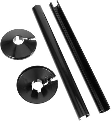 KONTONTY 15mm Plumbing Cover Plates Decorative Pipe Collar for Water Heater Exhaust, Round Black Escutcheon Cover 2pcs 15 * 200mm Pipe Wall Collar for Gas Heater Vent