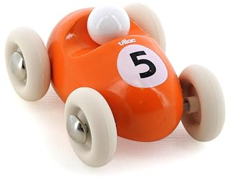 Mini Roadster Orange N°5 Voiture Jouet en Bois pour Enfant Dès 18 Mois | Petit modèle collector numéroté | coloris éclatant | favorise motricité fine et imagination | idée cadeau de naissance