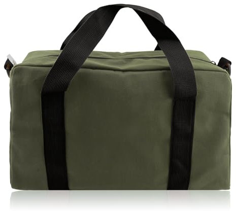 Borsa per attrezzi, ampia borsa per attrezzi in tela, resistente, piccola borsa per attrezzi, organizer per riporre chiavi inglesi (verde militare, S/30 cm)