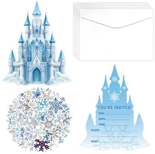 PTECDROTS Lot de 20 invitations de fête avec enveloppes, cartes d'invitation de Noël, autocollants pour l'hiver, la neige, les vacances, Noël, 17 x 12 cm
