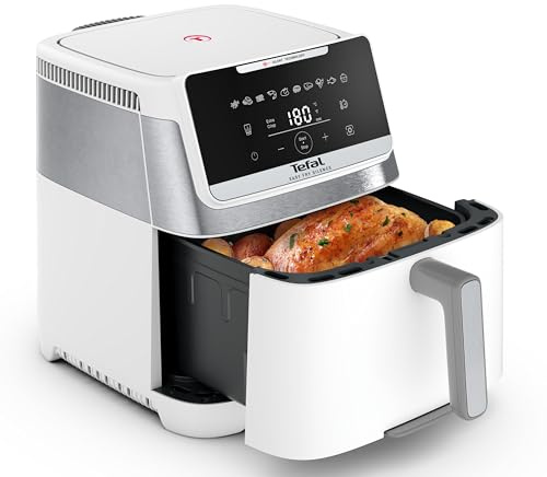 Tefal EY8421 Easy Fry Silence 7L Friteuse à Air Silencieuse, Nettoyage et Rangement Facile, Jusqu'à 8 Personnes, Avant Amovible, 10 Programmes Automatiques, 40° à 220°C, Blanc