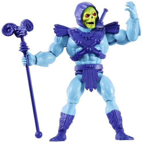 Masters of the Universe Origins Skeletor, 14 cm große Action-Figur | MOTU Spielzeug, Bösewicht aus der 80er TV-Serie, detailgetreu mit Gurtzeug, Havoc-Stab und Schwert, JNP98