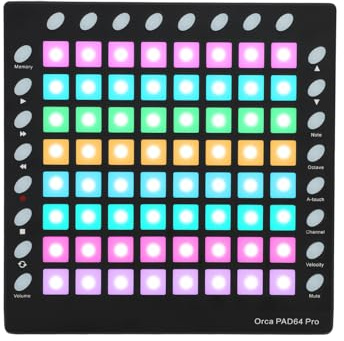 summina MIDI-Drum-Pad-Controller, 64 RGB-Pads mit Hintergrundbeleuchtung, Anschlagdynamisches MIDI-Schlagpad mit 24 Tasten, Soundmodul, USB-MIDI-IN-OUT für Live-Perfo