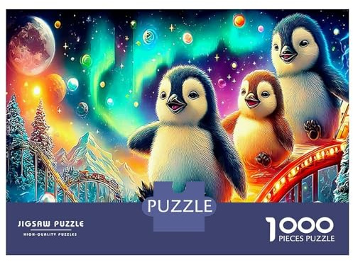 Pinguin& Roller Coaster 1000teiliges Puzzle Kosmische Galaxie Für Großeltern Kognitivtrainings Secret-Santa-Geschenk 70x50cm/1000pcs