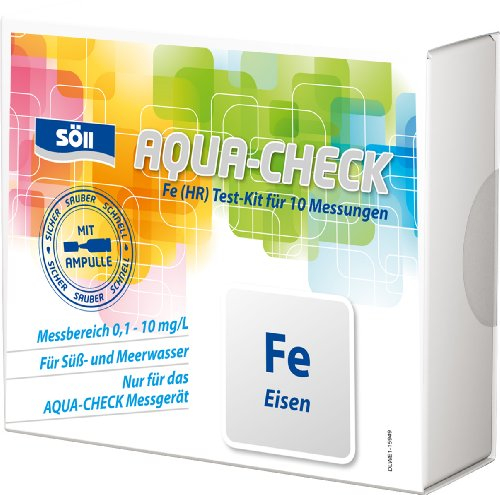 Söll 81897 AQUA-CHECK Eisen HR 10 Tests - Indikator-Kit zur Messung des Eisenwertes/photometrische Wasseranalyse/für Süßwasser und Meerwasser