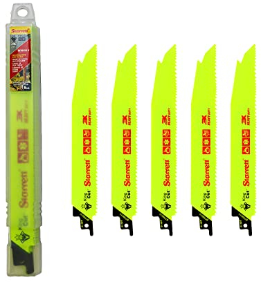Starrett Bi-Metal Reciprocating Saw Blade - 5 Pieces BTR8610-5 King-Cut 200 mm/8 Inch 6-10TPI Unified Shank Heavy Duty Cutting - Compatible with Bosch Dewalt Makita & Many Others