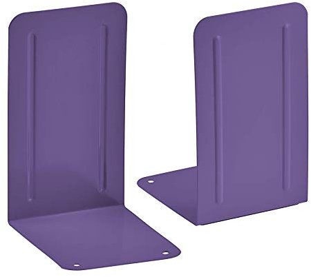 Acrimet Premium Buchstützen aus Metall rutschfest Schwerlast 17.5 x 10 x 11.7 cm (Lila) (1 Paar)
