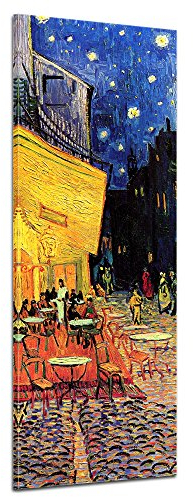Bilderdepot24 Bild auf Leinwand | Vincent van Gogh Caféterrasse am Abend in 30x90 cm als Wandbild | Wand-deko Dekoration Wohnung alte Meister | 180304-30x90