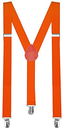 Boolavard Hosenträger Herren Damen Hosen Träger Y Form Style Clips Schmal Neon Bunt Farbig (4. Orange)