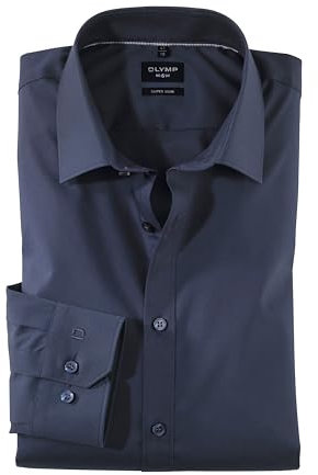 OLYMP Herren Businesshemd Langarm No.Six,Einfarbig,super Slim,Urban Kent,Marine 18,37
