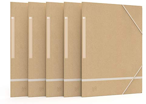 OXFORD Touareg Sammelmappe mit 3 Klappen, A4, mit Gummizug, recycelte Karte, naturbeige, 20 Stück