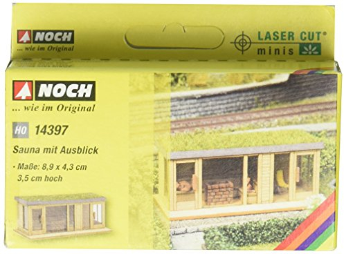 NOCH Sauna mit Ausblick, Modell Saunahaus, 8,9 x 4,3 cm passend für Spurweite H0 perfekt für Modellanlagen und Dioramen