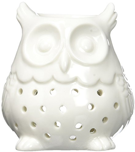 Brûle Parfum Brûleur Fondant Cire Parfumée – Diffuseur Huile Essentielle et Parfum Maison – Bougeoir Photophore Aromathérapie en Céramique Blanche avec Projection de Lumière, Hauteur: 12cm - Zen’Arôme