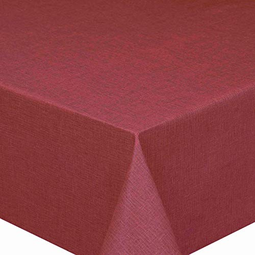 PEY Meterware Stoff Tischdecke Leinenstruktur Lotus Effekt Abwaschbar Bordeaux Dunkelrot Breite & Länge wählbar 120 x 200 cm
