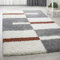 HomebyHome Shaggy Teppich 200x300 Wohnzimmer (200 x 290 cm) - Hochflor Teppich Terrakotta, Grau und Weiss Extra Weich und Flauschig - Bettvorleger Teppich für Schlafzimmer, Küchenläufer - Carpet