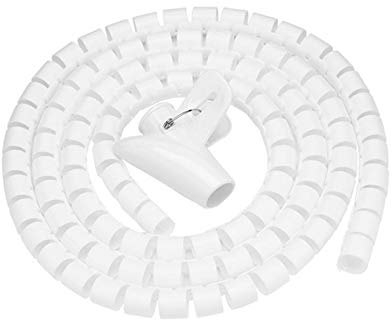 Spiralkabelschlauch, zuschneidbar, flexibel, Kabelschutz, Kabel-Organizer für TV, PC, Kabelmanagement und Organisation (20 mm, weiß), 5 m