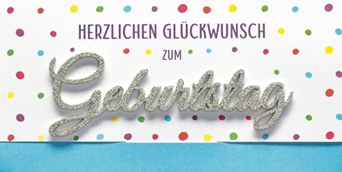 Geburtstagskarte Lettering Surprise - Herzlichen Glückwunsch, kl. Punkte - 11 x 22 cm