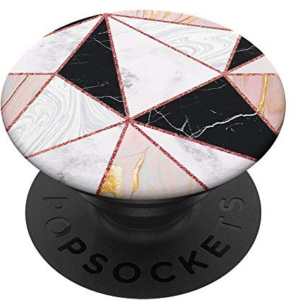 Rose-Gold & Black Geometric-Marble PopSockets PopGrip: Swappable Grip for Phones & Tablets
