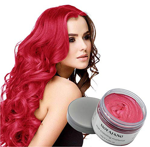 TEEROVA Instant Hair Dye Wax Temporary Frisur Cream Mud 129.9 g Hair Pomade Natural Hairstyle Wax for Men and Women (Red)