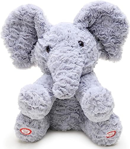 Toyland® Peekaboo Peluche de Peluche de 30cm (12) - Juguete de Canto Animado de Doble Función con Oídos en Movimiento Desarrollo (Elephant)