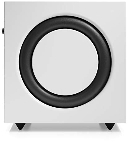 Audio Pro Subwoofer Potente con Reflejo de Graves y con Cable - Speaker Graves Profundos Amplificador Digital Clase D 200W - Transmisión de Audio y Sonido de la Televisión SW-10 - Blanco