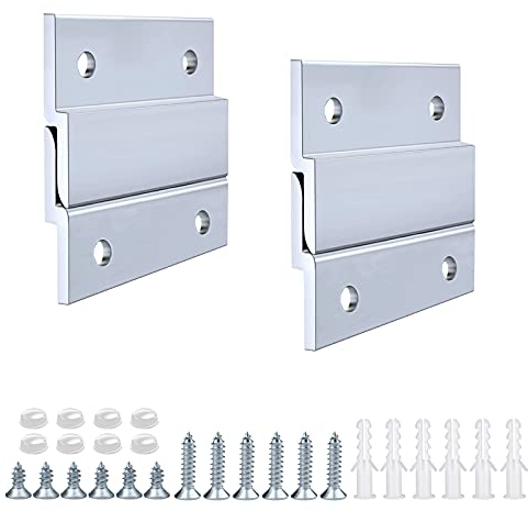 French Cleat Picture Hanger 2 Inches - 2 Pairs - Aluminum Z Bar Supports 30lbs - Interlocking Wall Mounting Bracket Hardware Kit for Hanging Mirrors, Picture, Shelf, Whiteboard, Art, Frames