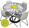 Tischdecke Abwaschbar Rund 200cm, Elastisch Lotuseffekt Tischdecke Outdoor 3D-Druck Weiß Tischdecken Daisy Table Cloth für Garten Restaurant, Ideal für 180cm-190cm