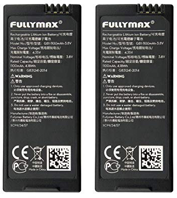 Lot de 2 batteries au lithium 3,8 V 1100 mAh pour drone DJI Tello RC Quadcopter