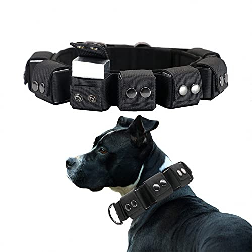 Walktime Taktisches, militärisches Hundehalsband, beschwertes Hundehalsband, Pitbull Hundehalsband, verstellbares Nylon-Hundehalsband, robuste Metallschnalle für Hundetraining und Übung