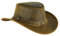 Leatherick Cowboyhut - Brauner geflochtener Hut Conchos-Nietenhut Jahrgang Outback-Hut Stil mit breiter Krempe und Kinn Kordel (XL, Braun (Stud))