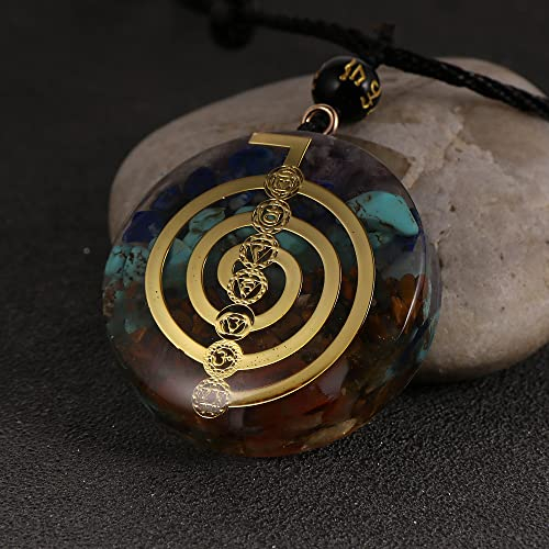 TALXMY Orgonite 7 Chakra Pendant Necklace,Orgonite Meditation Balance EMF Protection Crystals Dowsing Pendants for Women And Men