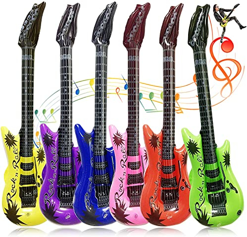 6 Stück Luftgitarre,Aufblasbare Gitarre Bunt,6 Farben Luft-Gitarren Air-Guitar,Luftgitarren Zum Aufblasen Gitarre Aufblasbar für Party Props