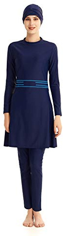 TaissBocco Muslimischer Badeanzug für Frauen Islamische Bademode 3PCS Burkini Full Coverage Badeanzug Plus Size Modest Bademode (L, T5)