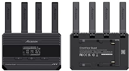 Accsoon CineView Quad 2.4GHz&5GHz Dual-Band Transmitter Receiver, 1080P60FPS SDI&HDMI Wireless Video Transmission System, range of 150m 0.06s latency, Support up to 4 iOS/Android Devices Monitoring