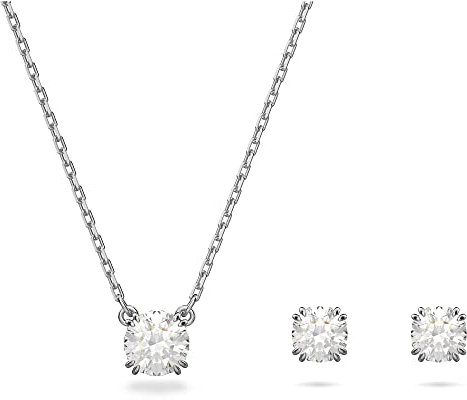 Swarovski Constella set, Round cut, White, Rhodium plated