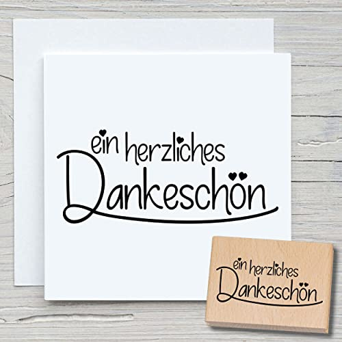 NEWSTAMPS Stempel ein herzliches Dankeschön Motivstempel groß aus Holz & Gummi zum Karten und Geschenke basteln, Holzstempel für Sprüche, Textstempel, Schrift, Scrapbook, Textilstempel, Deko