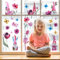 WandSticker4U®- wiederverwendbare Fensterbilder WICHTEL in PINK/Rosa selbstklebend I Fenstersticker Frühling Blumen Wichtel Fensterbilder Kinder Wohn- & Schlafzimmer Küche Bad GROß