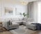 DELIFE Sofa Elio Cord Silbergrau 300x185 cm mit Hocker Wohnlandschaft