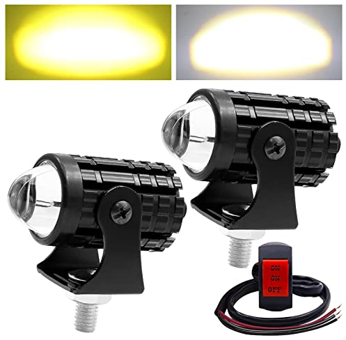 ZHHXYanh LED-Motorrad-Nebelscheinwerfer mit Schalter, 12 V, 24 V, Gelb, Weiß, Mini-Motorrad-Zusatzleuchten, LED, Motorrad-Fahrlicht, Frontscheinwerfer für Motorrad, Geländewagen, LKW, 4 x 4, ATV, UTV