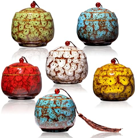 MOCANDA Keramikurne, Bunt, Baum des Lebens, Miniatur-Urnen, Andenken-Urnen, Haustierurne